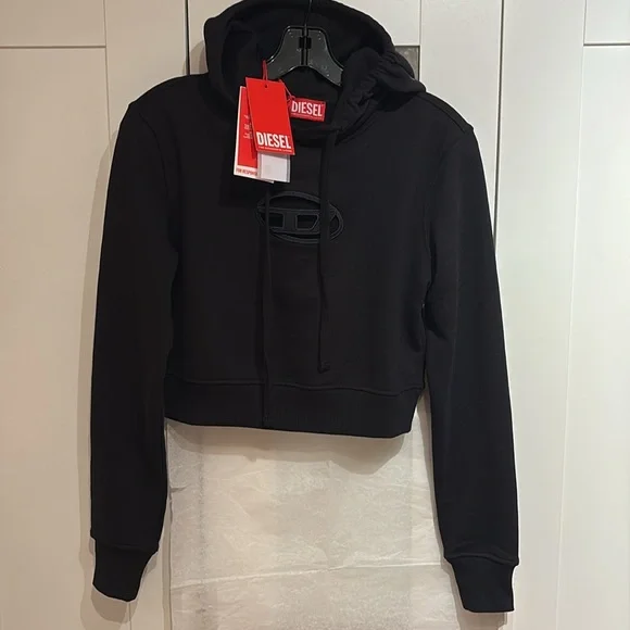 Diesel women sweatshirt hoodie black with oval logo size medium is brand new - Picture 3 of 6